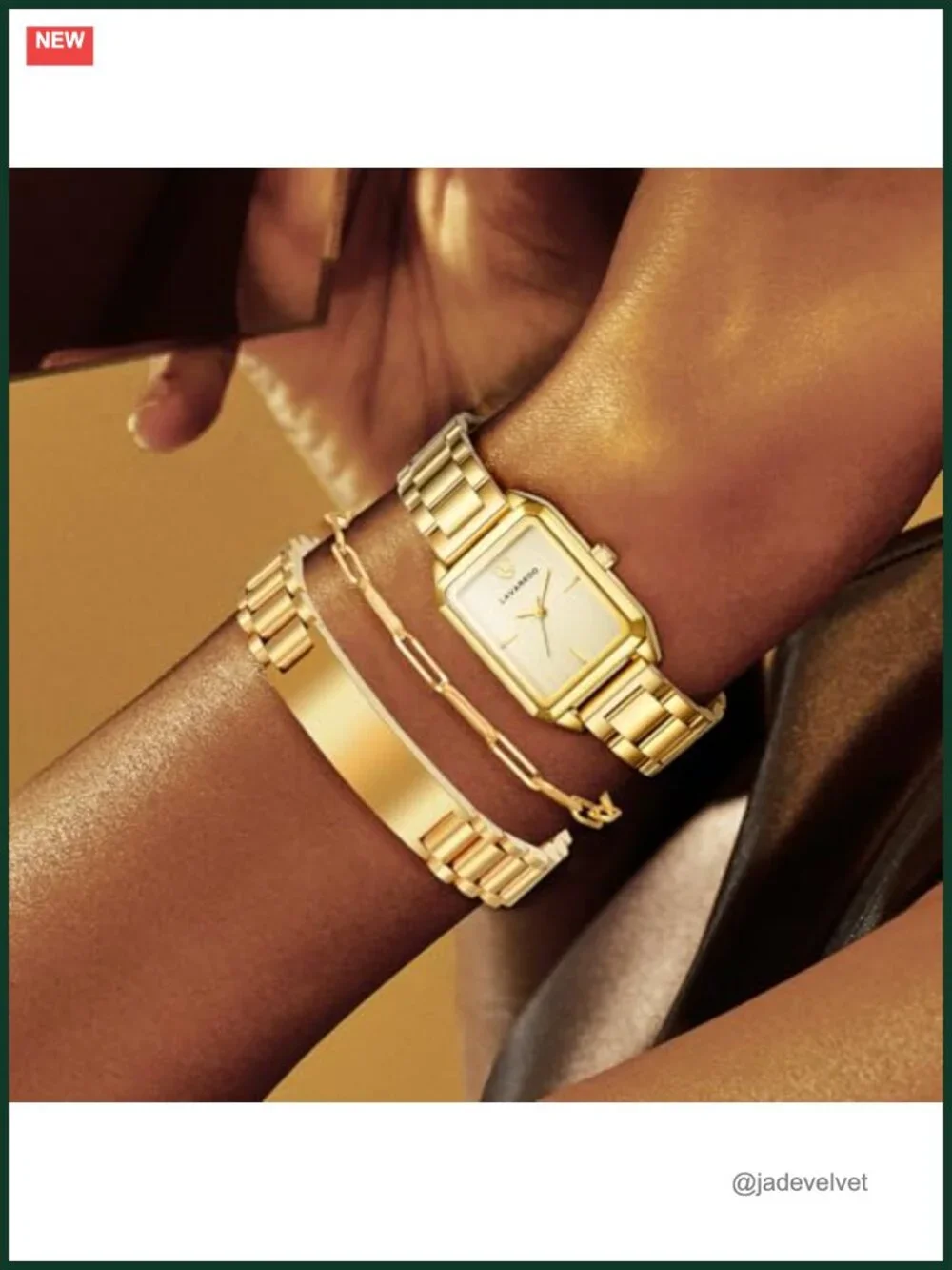 18K Gold Plated Watch Bracelet Set for Women with Lucky Bracelet Quartz
